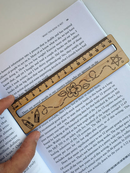 Wooden Ruler with Reading Tracker